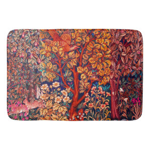 WALDBÄLDER Hares, Pheasant, Rote Blüte Badematte