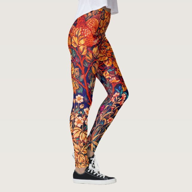 WALDBÄLDER Hares, Pheasant, Rote Blüte Leggings (Rechts)