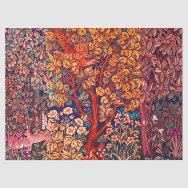 WALDBÄLDER Hares, Pheasant, Rote Blüte Seidenpapier (Vorderseite)