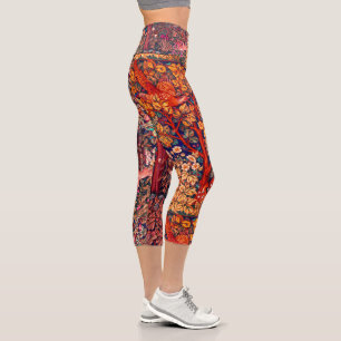 WALDBÄLDER Hares, rote Blüte Capri Leggings