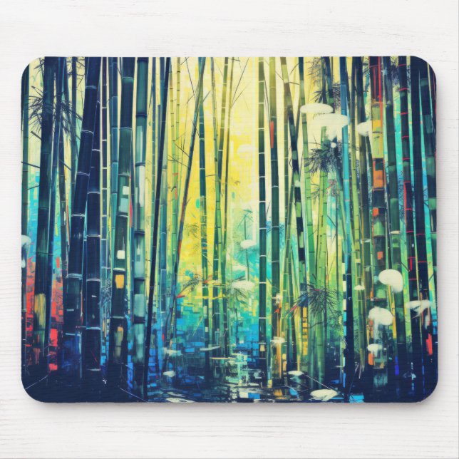 Waldbambuskonzept Abstrakte Farbenpracht Mousepad (Vorne)