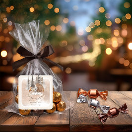 Waldbär |Baby-Dusche für Tiere vor dem Abwarten Quadratischer Aufkleber