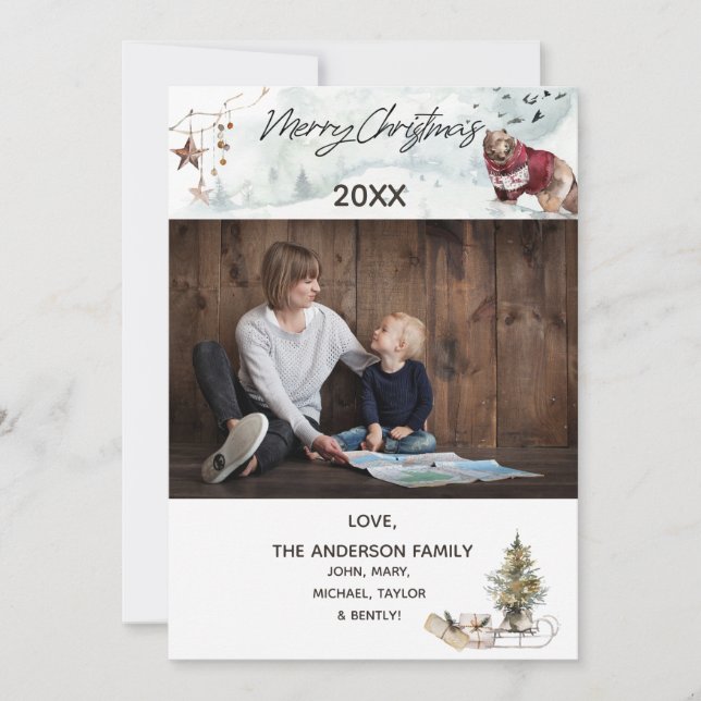 Waldbär mit Foto Frohe Weihnachten (Vorderseite)