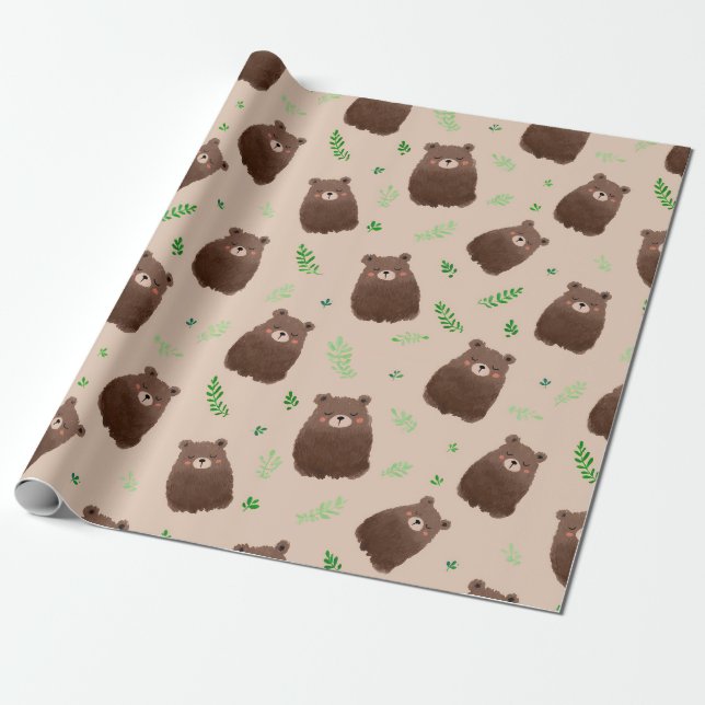 Waldbären-Frühlings-Geschenkpapier Geschenkpapier (Ungerollt)