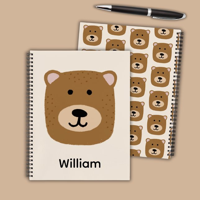 Waldbärenbär personalisiert notizbuch (Kids brown bear cute kawaii deluxe notebook)