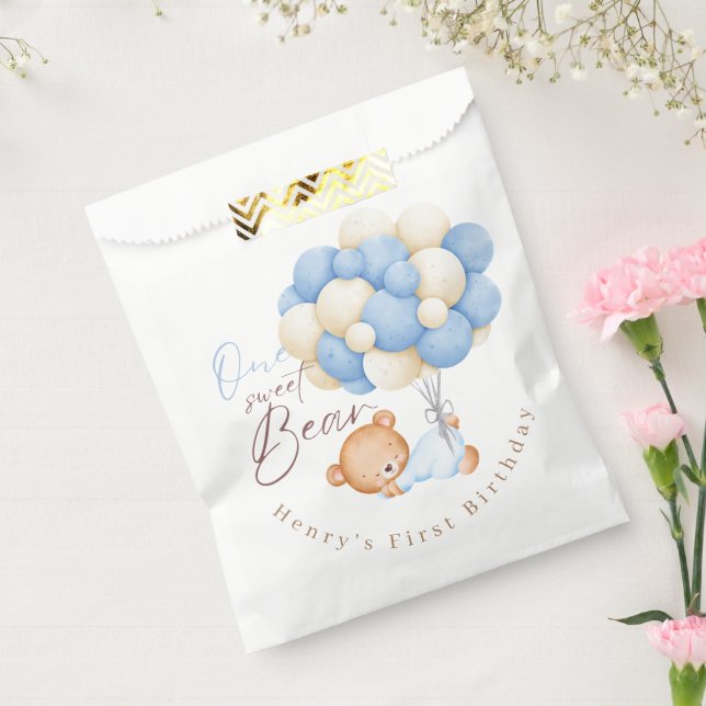 Waldbärenjunge 1. Geburtstag Party Pastel Geschenktütchen (Versiegelt)