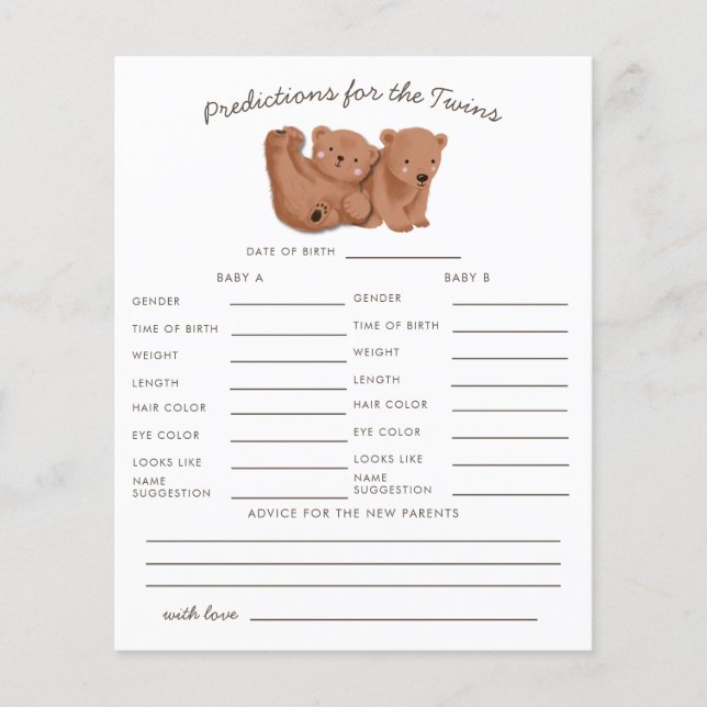 Waldbärenkarte: Vorhersagen und Ratschläge (Vorderseite)