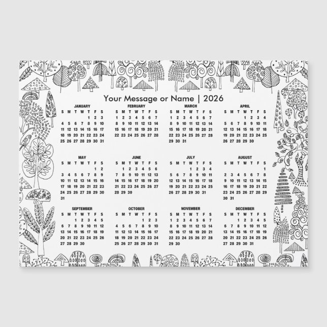 Waldbaum-Kalender 2026 Personalisierter Magnet (Vorderseite)