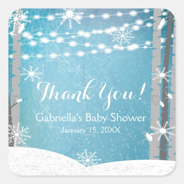 Waldbäume Birkenbäume Babyduschaufkleber Quadratischer Aufkleber (Vorderseite)