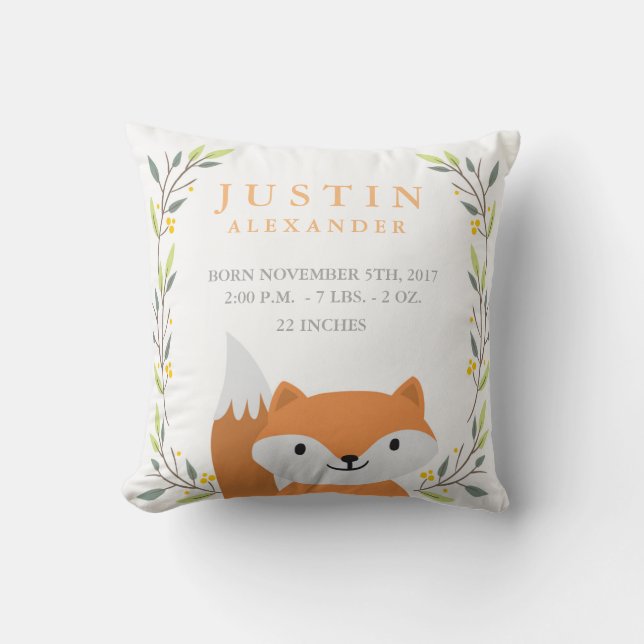 Waldbäume Geburtsstaten - Fox Kinderzimmer Pillow Kissen (Vorderseite)
