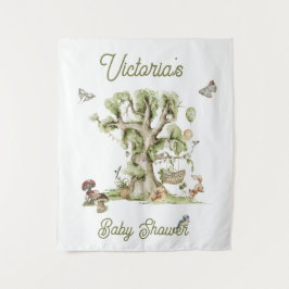 Waldbäume Kleintiere Babydusche Wandteppich