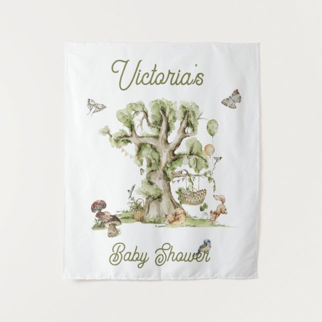 Waldbäume Kleintiere Babydusche Wandteppich (Vorderseite)