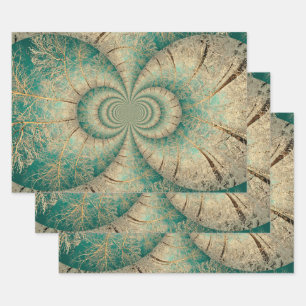 Waldbaumen Grünbrauner Winterwald Geschenkpapier Set