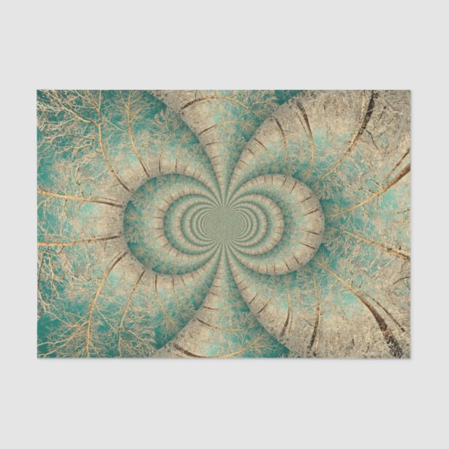 Waldbaumen Grünbrauner Winterwald Seidenpapier (Vorderseite)