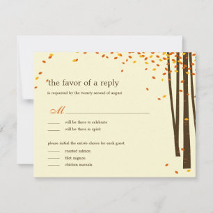 Waldbaumen Hochzeitskarten für RSVP - Orange - Karte