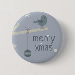 Waldbaumspatvögel im Winter Cartoon Button
