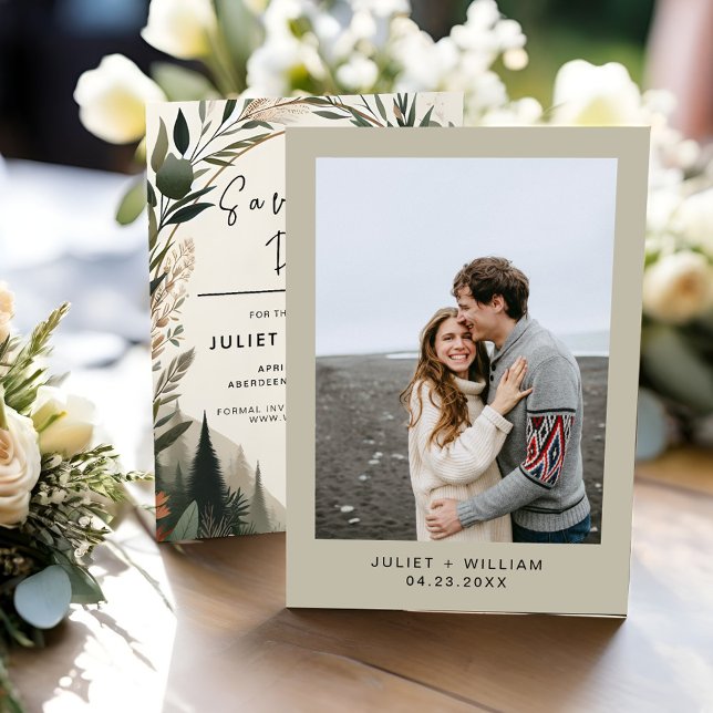 Waldbaumwald Rustikale Barnfarm Hochzeit Save The Date (Von Creator hochgeladen)