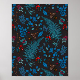 Waldbeeren, Blätter und Bugs 1 Poster