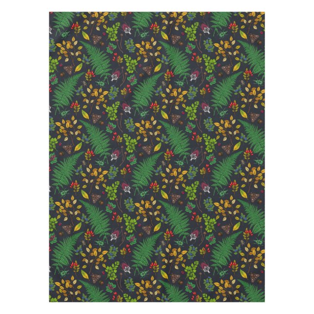 Waldbeeren, Blätter und Bugs auf Grafit schwarz Tischdecke (Vorderseite)