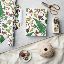 Waldbeeren, Blätter und Waldkäfer auf Weiß Geschenkpapier