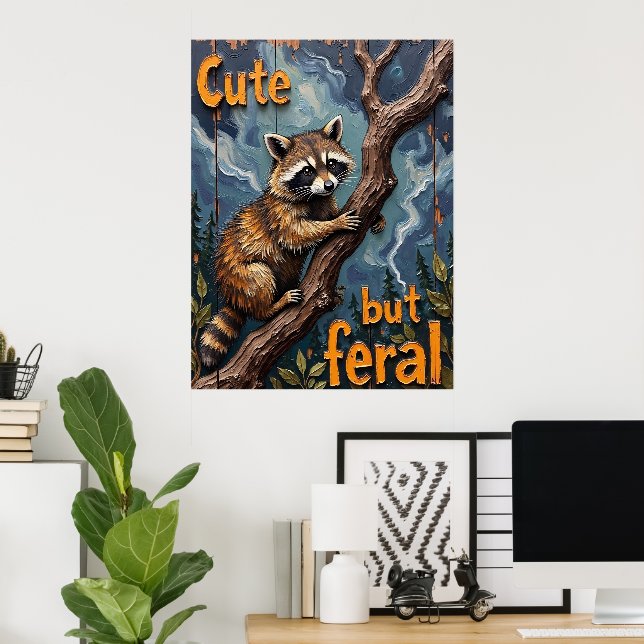 Waldbeobachter: Raccoon an der Limone Poster (Heimbüro)