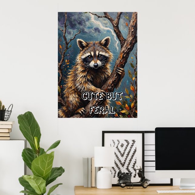 Waldbeobachter: Raccoon an der Limone Poster (Heimbüro)