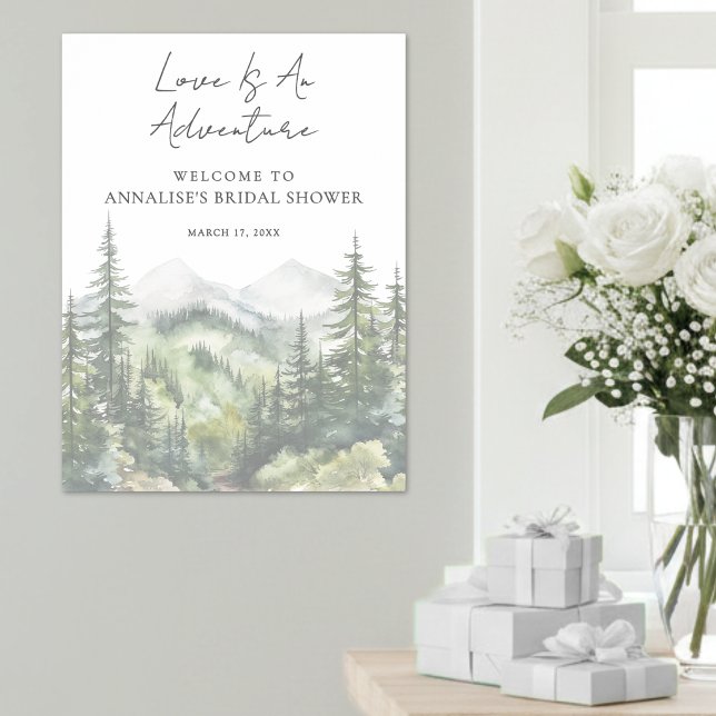 Waldberg-Abenteuer-Brautjunggesellinnenabschied Poster (Forest Mountain Adventure Bridal Shower Poster )