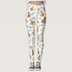 Waldbewaldung Tiere Grünmuster Leggings