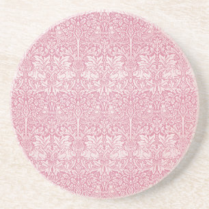 Waldblätter Rosa Kaninchen William Morris Muster Getränkeuntersetzer