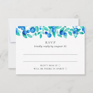 Waldblaubeeren. Blaue und Minzbeerzeit-Hochzeit RSVP Karte