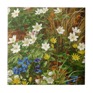 Waldboden mit Anemonen und Violetten Fliese