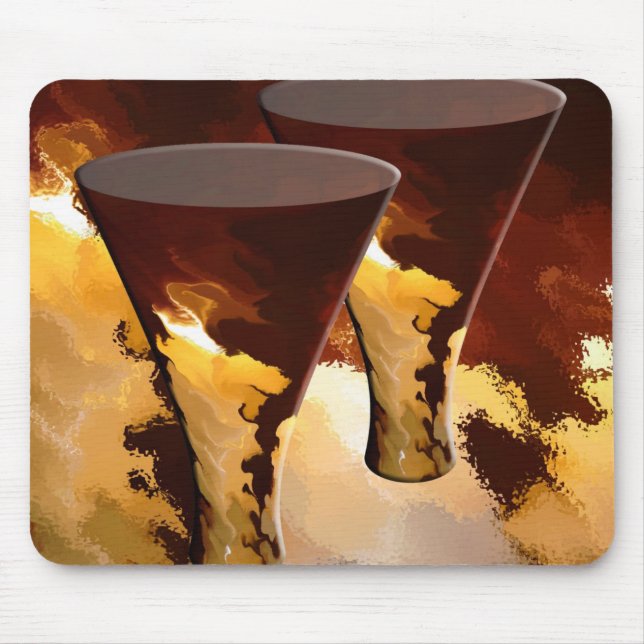 Waldbrand-Getränkeglas-Kerzen-Gold Brown Mousepad (Vorne)