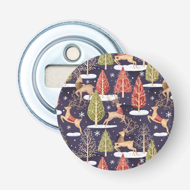 Waldbrandrentiere Winter Flaschenöffner (Vorderseite)