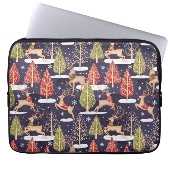 Waldbrandrentiere Winter Laptopschutzhülle (Vorderseite)