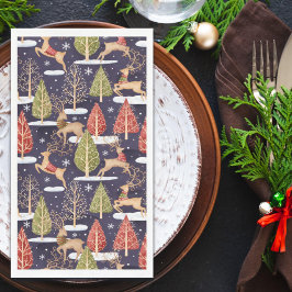 Waldbrandrentiere Winter Serviette