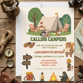 Waldcamping-Geburtstagsfeier Einladung