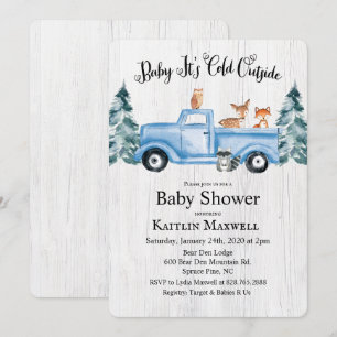 Walde Tiere LKW Baby Shower Einladung