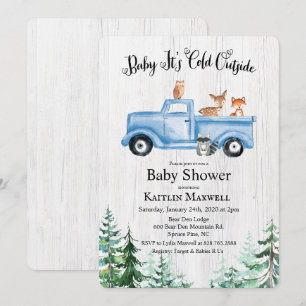 Walde Tiere LKW Baby Shower Einladung