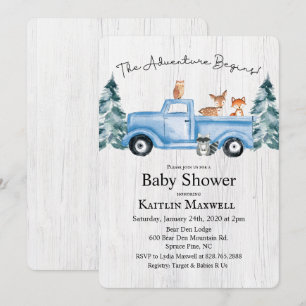 Walde Tiere LKW Baby Shower Einladung