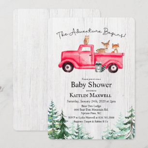 Walde Tiere LKW Baby Shower Einladung