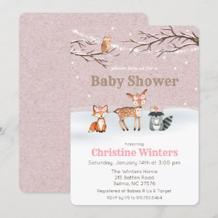 Walde-Tiere Mädchen Baby Shower Einladung