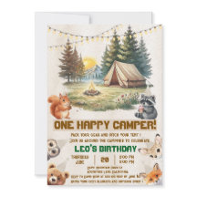 Waldeinladung zum 1. Geburtstag mit Waldtieren bei
