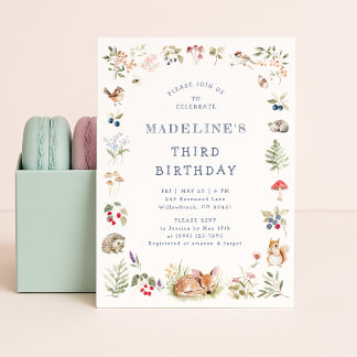 Waldeinladung zum Geburtstag mit Waldtieren Einladung