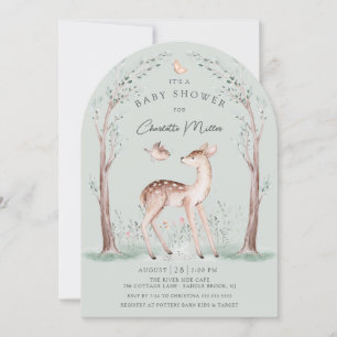 Waldeinladung zur Babyparty für das kleine Reh Einladung