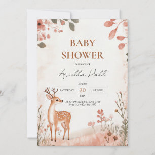 Waldeinladung zur Babyparty für das kleine Reh Einladung