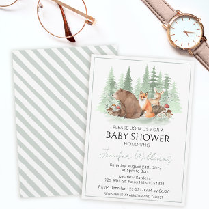 Waldeinladung zur Babyparty mit Grünzeug Einladung