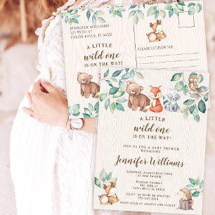 Waldeinladung zur Babyparty-Postkarte Postkarte