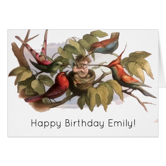 Waldelf im Nest: Antique Bird Sprite Fairy (Vorderseite (Horizontal))