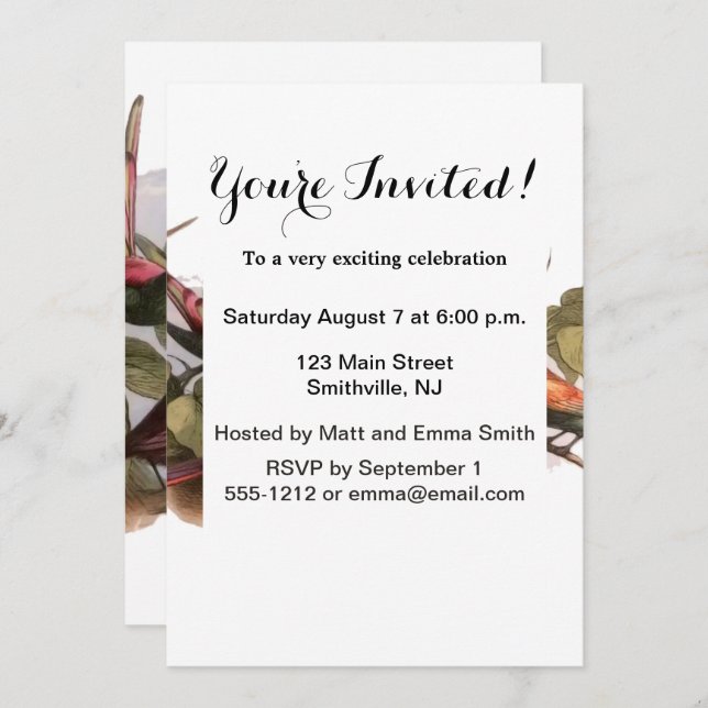 Waldelf im Nest: Antique Bird Sprite Fairy Einladung (Vorne/Hinten)