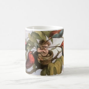 Waldelf im Nest: Antique Bird Sprite Fairy Kaffeetasse